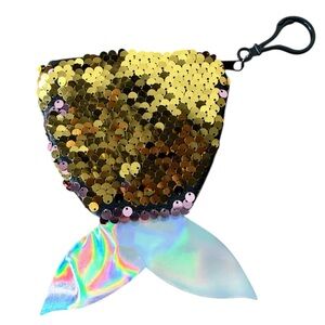 Sequin Mermaid Tail Coin Purse Change Pouch Key Chain Zipper Holographic
